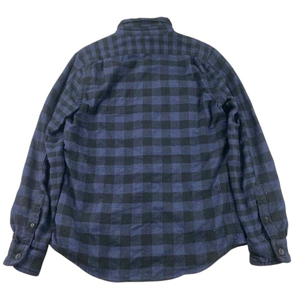 Superdry Flannel Shirt Mens L Plaid Blue Black Collared Classic Fit Workwear - Picture 2 of 13